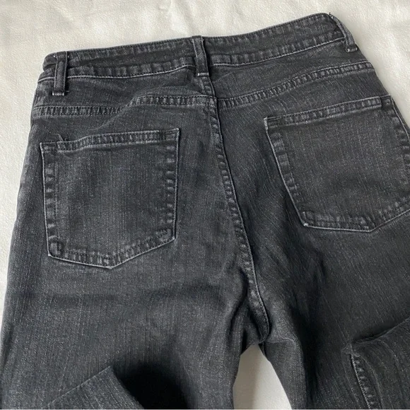 Brandy Melville Flare Jeans Dark Grey Faded Black Denim - Picture 7 of 10